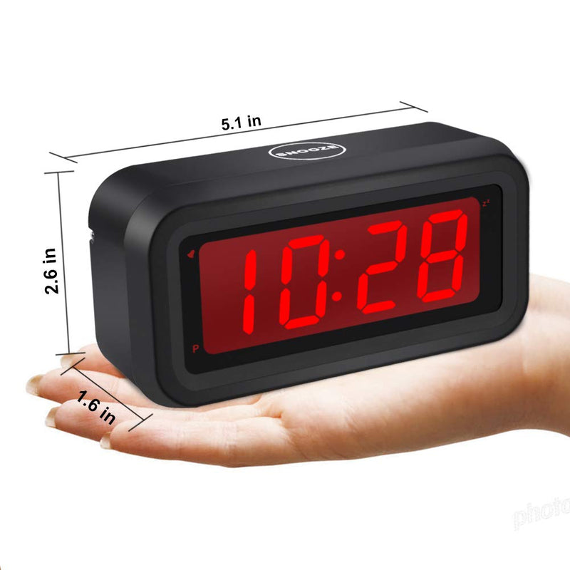 NewNest Australia - EUTUKEY Digital Alarm Clock Battery Operated Only, 4pcs AA Batteries Keep Cordless Clock Running More Than 1 Year, 4" Red LED Jumbo Display, for Bedroom, Kids, Travel, Bedside, Shelf 