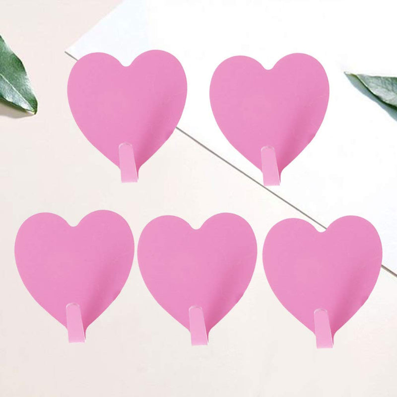 NewNest Australia - NUOBESTY Coat Hooks Wall Mounted Coat Rack Closet Hooks Heart Shaped Multifunctional Self Adhesive Door Hook Hanger Home Organizer Tool Pink 