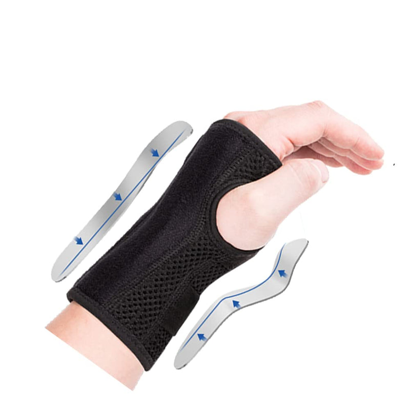 HYCOPROT Wrist Support with Metal Splint, Adjustable Breathable Wrist Splint, Wrist Brace for Sprains, RSI, Arthritis and Tendonitis (L/XL, Black, Right) Black-Right Hand L/XL (Pack of 1) - NewNest Australia