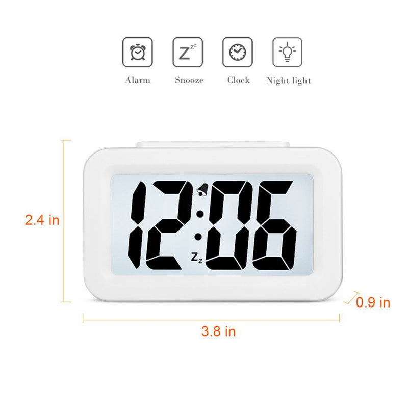 NewNest Australia - Hense Creative Smart Nightlight Alarm Clock Bedside Desk Table Electronic Clock Battery Operated Mute Luminous Alarm Clock with Adjustable Light for Kids Students HA35 (White) White 