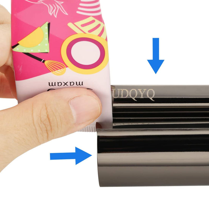 Udqyq Tube Squeezer Tube Press, Pack Of 2 Toothpaste Squeezer Stainless Steel Save Toothpaste Total Squeeze Out Empty Tubes, Stainless Steel Toothpaste Seat Holder With Stand Function (Black) - NewNest Australia