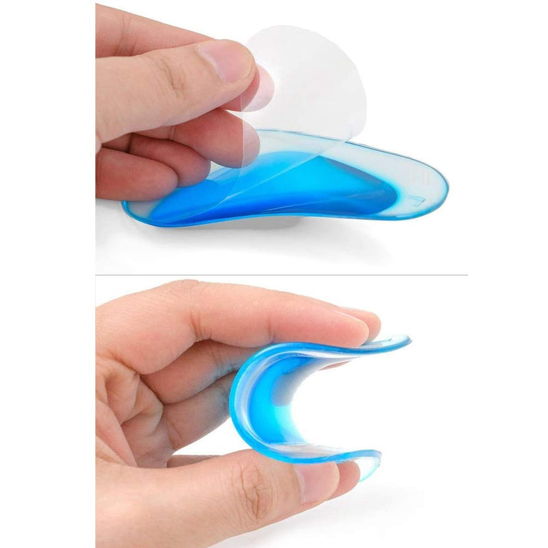 2 Pairs Gel Arch Support Insoles, Silicone Orthopedic Flat Feet Orthotic Arch Support Insoles Plantar Fasciitis Shoe Arch Support Gel High Heel Inserts Cushion Pads for Women Men (Blue) - NewNest Australia