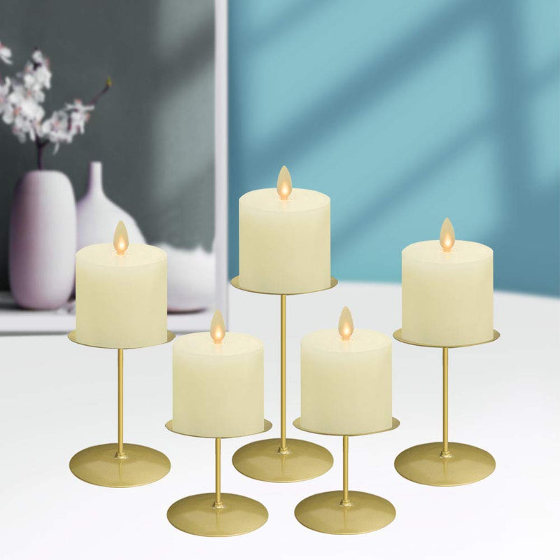 NewNest Australia - smtyle Candle Holder Wax Centerpiece Set of 5 Plate for Table or Floor with Gold Iron 