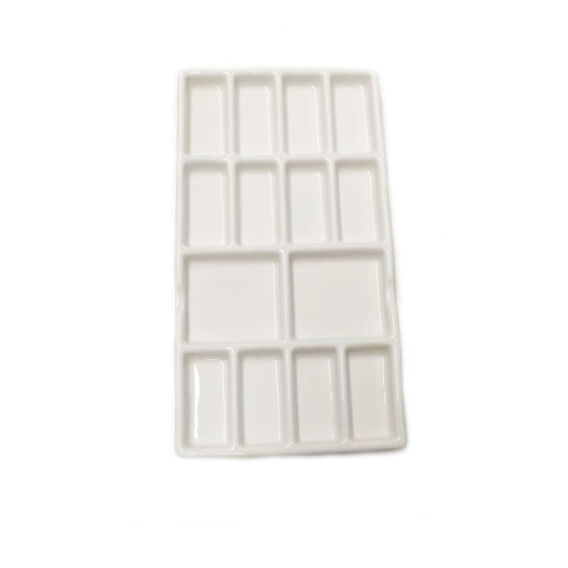 Gemerglity 14 Wells Ceramic Artist Paint Palette - 8 Inch Porcelain Watercolor Painting Palette Ceramic Mixing Tray for Painters - NewNest Australia