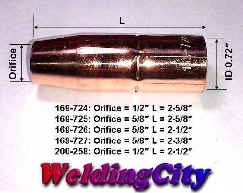 WeldingCity 5-pk Gas Nozzle 200-258 200258 1/2" Flush Tip for Miller Millermatic M-25 M-40 and Hobart MIG Welding Guns 5pk-200258 - NewNest Australia