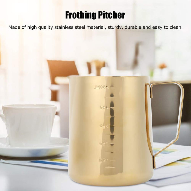 Christmas Carnival Frothing Pitcher - Milk Steaming Pitchers - Gold Stainless Steel Coffee Milk Frothing Cup Pitcher Jug with Scale for Home Coffee Latte Art Use(600ML) 600ML - NewNest Australia