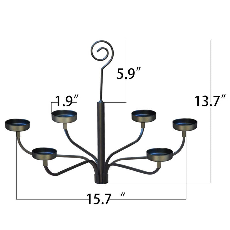 NewNest Australia - smtyle Hanging Candle Chandelier for Set of 6 Tealight Candle Metal Wall Sconce for Indoor or Outdoor Black 