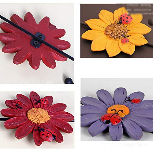 NewNest Australia - Gaobei Creative Daisy Resin Wall Hooks Wall Mounted Art Flower Iron Hook Hand-Painted Hanging Coat/Hat/Key/Towel Hooks Home Decoration(Set of 4) Flower 4pcs 