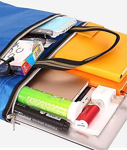 3PCS Document Bags Nylon Fabric Canvas Waterproof Official Document Meeting Handbag Double Side Zipper Bag for A4 File Store Business Package Chromatic Color Black Dark Blue Bright Blue - NewNest Australia