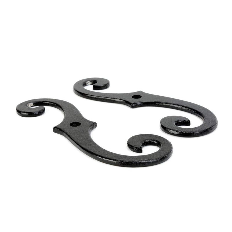 Renovators Supply Black Shutter Dog Holders 6.5 Inches Long Antique Decorative S Style Solid Aluminium Black Rust Resistant Powder Coated External Shutter Tieback Hardware Including Mounting Screws - NewNest Australia