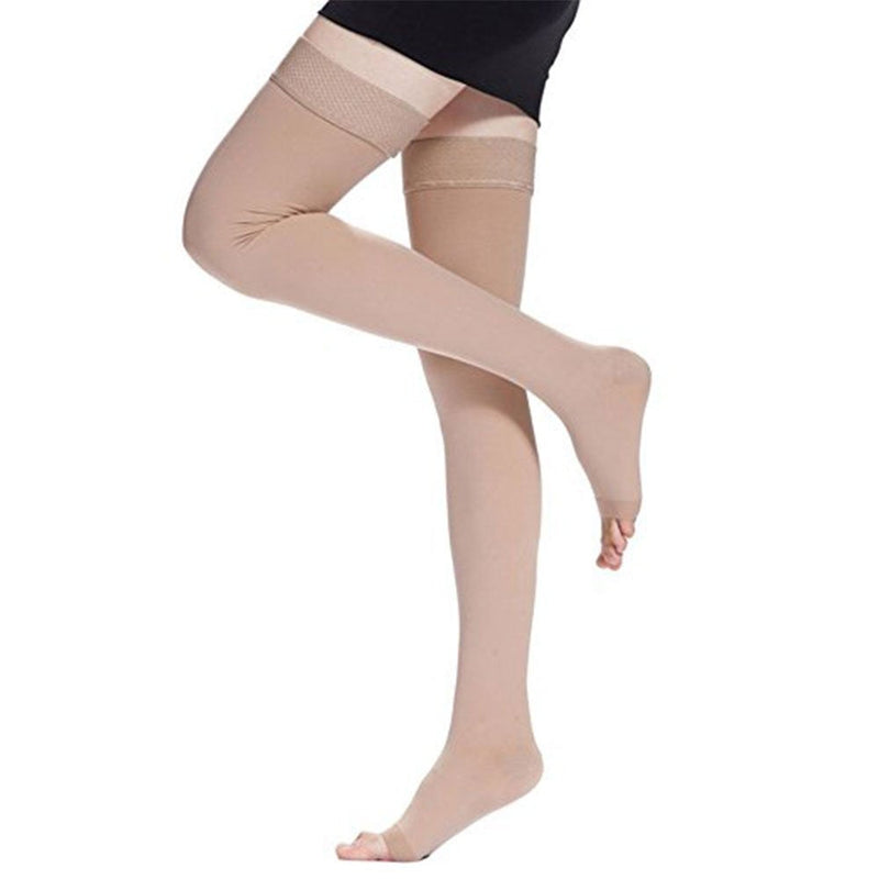 PEDIMEND Thigh High Compression Stockings (1PAIR) - Reduce Varicose Veins - Effective Relief from Tightness & Muscle Soreness - (Thigh High Compression Stocking, Beige) 2 Count (Pack of 1) - NewNest Australia