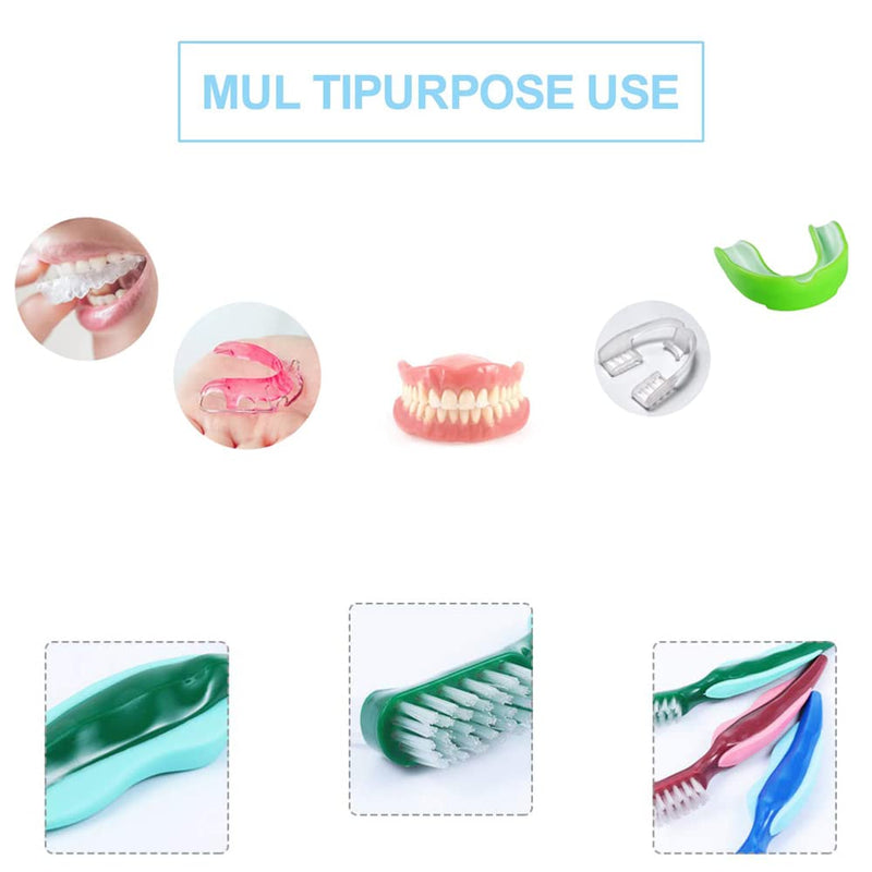 Pack Of 3 Hard Denture Brush, Denture Brush, Oral Care, Hard Denture Brush, Double Sided Brush, With Portable Carry Bag, Multi-Layer Denture Brush For Denture Care - NewNest Australia