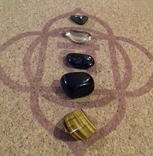 Grounding Crystals Pack - Hematite, Smoky Quartz, Black Tourmaline, Obsidian and Tigers Eye Crystal Tumble Stones - Ground and Connect with Earth and Nature - Crystal Therapy - NewNest Australia