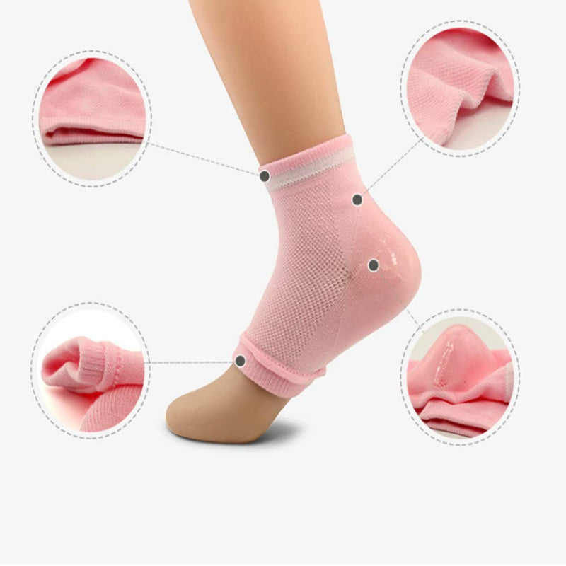 2 Pairs Moisturizing Heel Socks Anti Cracking Moisturizing Socks for Health Beauty Spa (Pink and Gray) - NewNest Australia