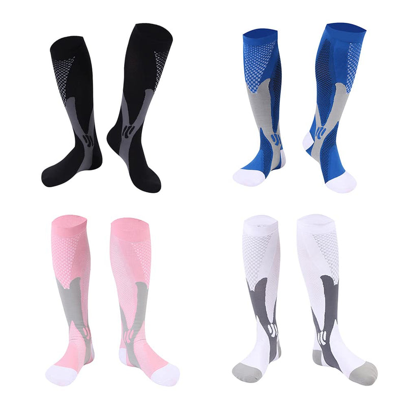 2 Pair Compression Socks Women & Men Compression Stockings 20-30mmHg Support Socks Knee High Cushioned Graduated Support Stockings for l Running, Athletic, Travel L-XL Blue - NewNest Australia