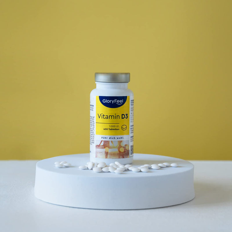 Vitamin D Sun Vitamin - 400 tablets (13 months) - Laboratory tested 1000 IU vitamin D3 per tablet - Supports bones, teeth, muscles and immune system* - No additives - NewNest Australia