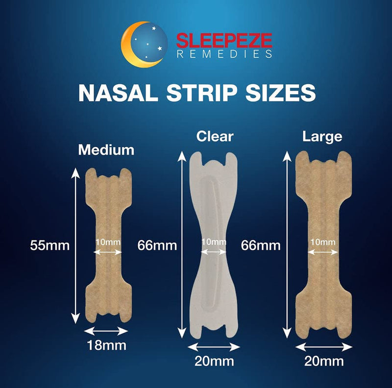 Nasal Strips Large, Clear (x 60 Pack) Nose Strips to Stop Snoring, Snore Strip to Help You Breathe Through Your Nose, Snore Stopper, Anti Snoring Breathing aids for Sleep by Sleepeze Remedies - NewNest Australia