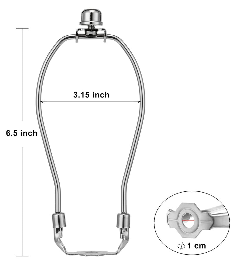 6 inch Lamp Shade Harp Holder 2 Set, Silver Detachable Heavy Duty Bracket with Standard Saddle Base and Solid Metal Lamp Finial for Table and Floor Light Fitting (Plated Nickel) 6 Inches - NewNest Australia