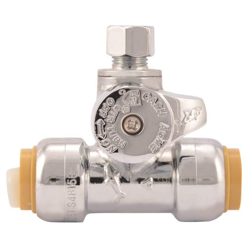 SharkBite 24983A Service Tee Stop Valve, 1/2 Inch x 1/2 Inch x 1/4 Inch, 1/4 Turn, Compression Service Stop Fitting, Water Valve Shut Off, Push-to-Connect, PEX, Copper, CPVC, PE-RT 1/2" x 1/2" x 1/4" - NewNest Australia