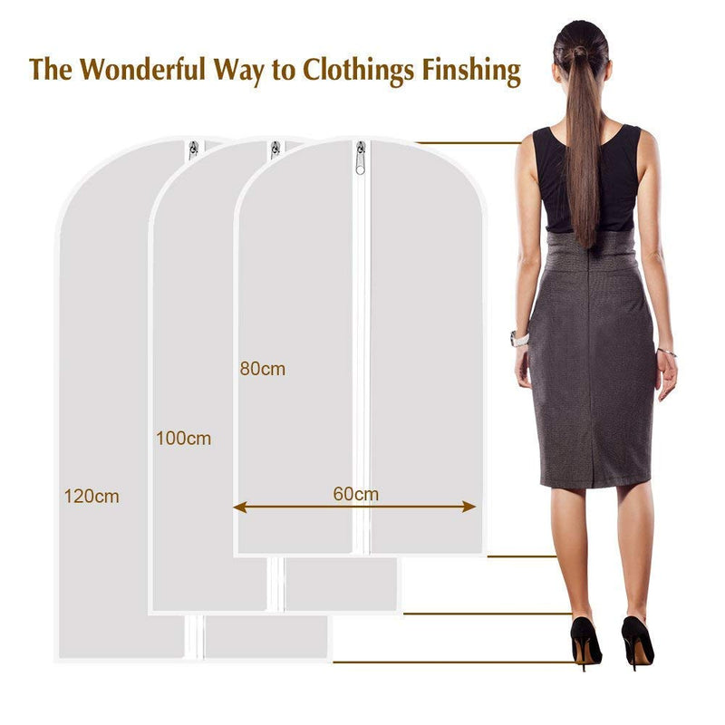 Linseray 8 Pack Hanging Clothes Covers, 60cm x 120cm Suit Bags Breathable Moth Proof Garment Cover Bags with Full Zipper for Long Dress Dance Costumes Suits Gowns Coats 8Pcs 60*120cm - NewNest Australia
