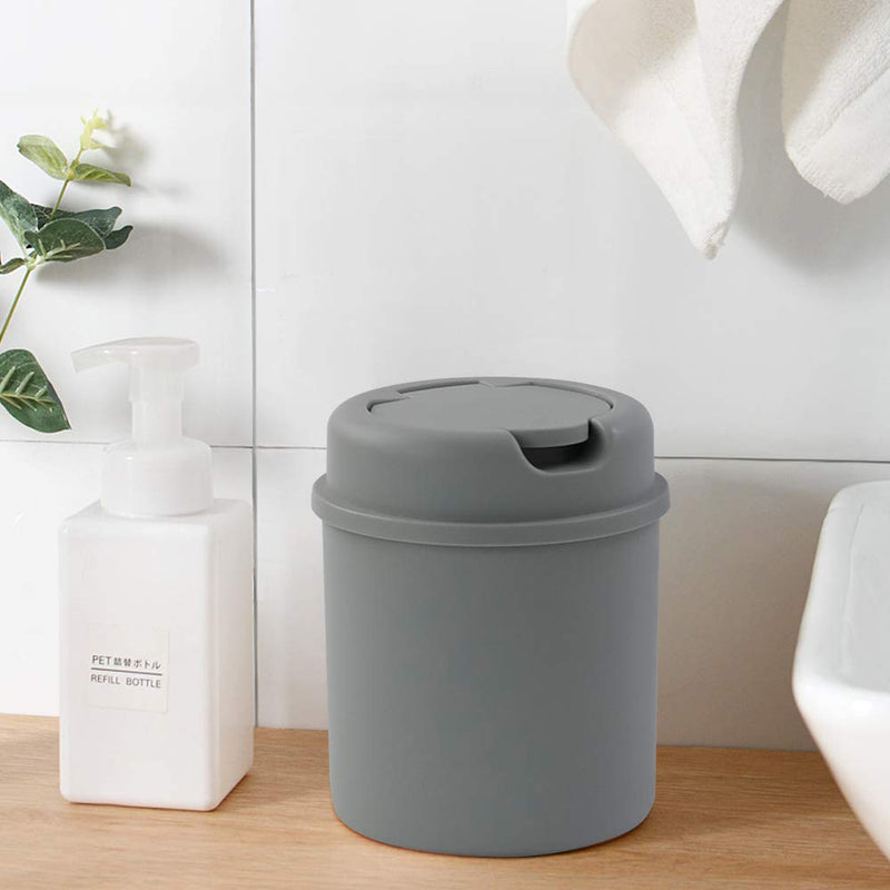 NewNest Australia - Lesbin 2 L Plastic Mini Trash Can, Tiny Garbage Can with Lid, Gray 