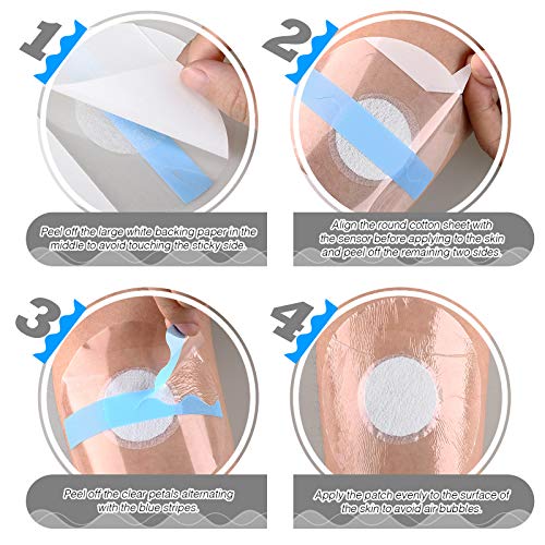 48 Pack Patches Sensor Covers Waterproof Protection Stickers Precut Clear Waterproof Adhesive Patches Transparent Adhesive Patches Clear CGM Overpatch-Tape Without Hole, Blue - NewNest Australia