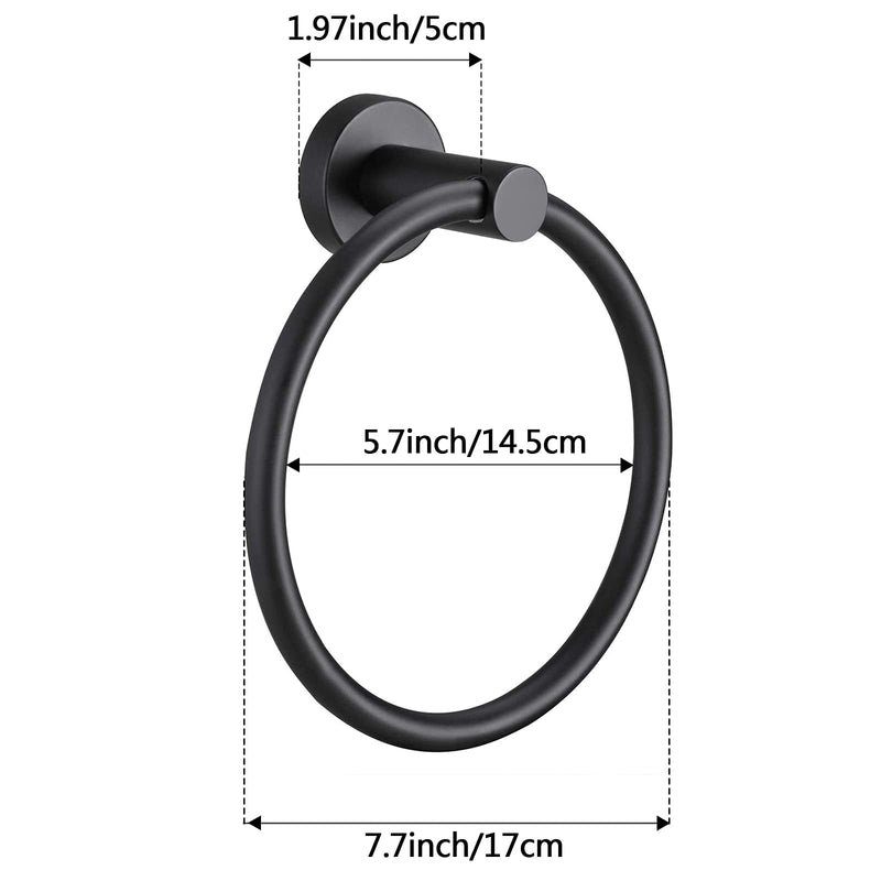 Pynsseu Matte Black Towel Ring for Bathroom 2 Pack, Kitchen Bath Towel Holder Hangers Wall Mount Heavy Duty Storage Stainless Steel - NewNest Australia