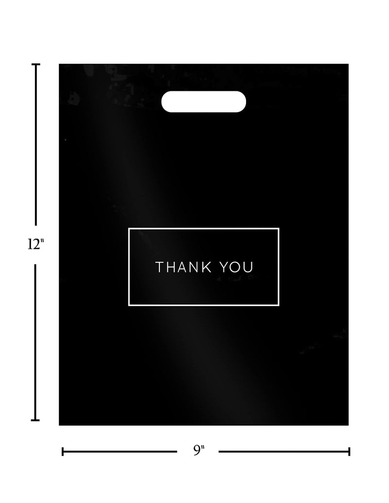 Die Cut Plastic Shopping Bags with Thank You Logo 9" x 12" Boutique Bags with Handles 50 Pack for Merchandise, Gifts, Trade Shows and More - NewNest Australia