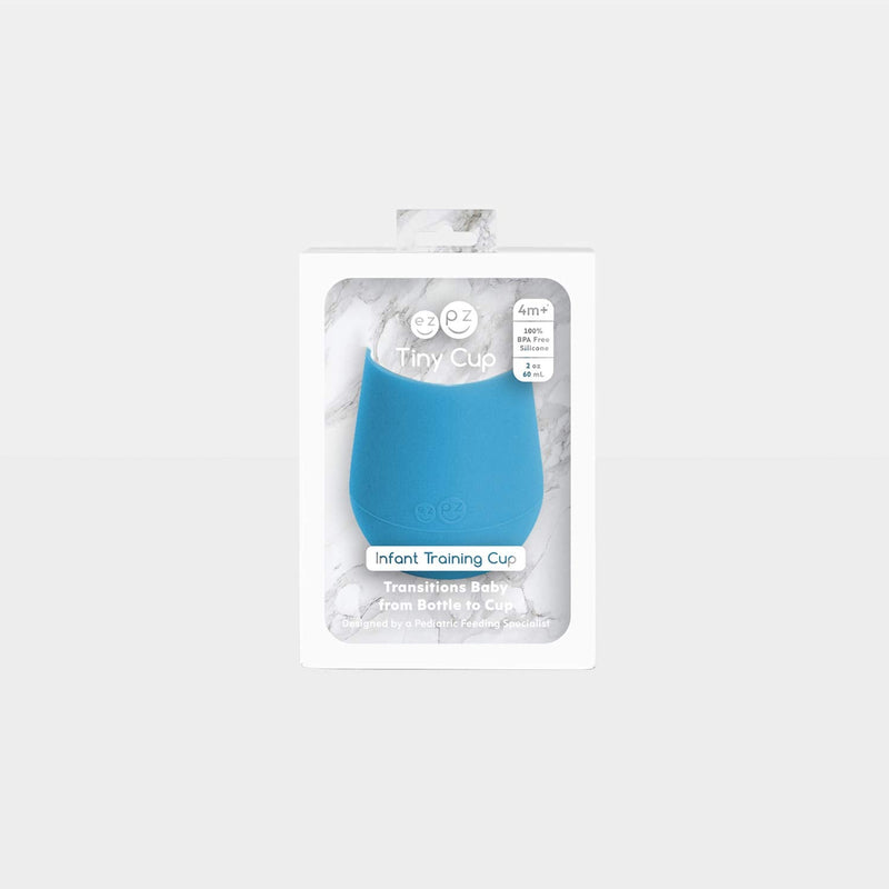 ezpz Tiny Cup (Blue) - 100% Silicone Training Cup for Infants - Designed by a Pediatric Feeding Specialist - 4 months+ Blue - NewNest Australia