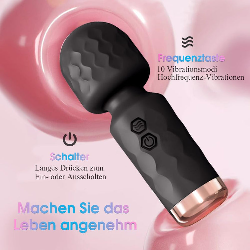 Auplay Mini Massage Stick Strong Vibration For Women Relaxation Muscle Soreness, Portable Small With 10 Vibration Modes, Quiet Wireless Silicone Hand Massager, Can Be Switched Freely - NewNest Australia