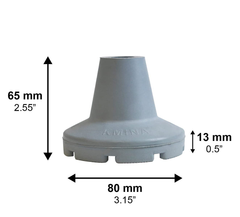 KMINA - Crutch Rubber Feet 19 mm, 18 mm and 17 mm (x2 Units) 3/4", Walking Stick Rubber Tips, Ferrules for Walking Sticks, Rubber Feet for Crutches, Crutch Feet Grey - Made in Europe 2 units - NewNest Australia