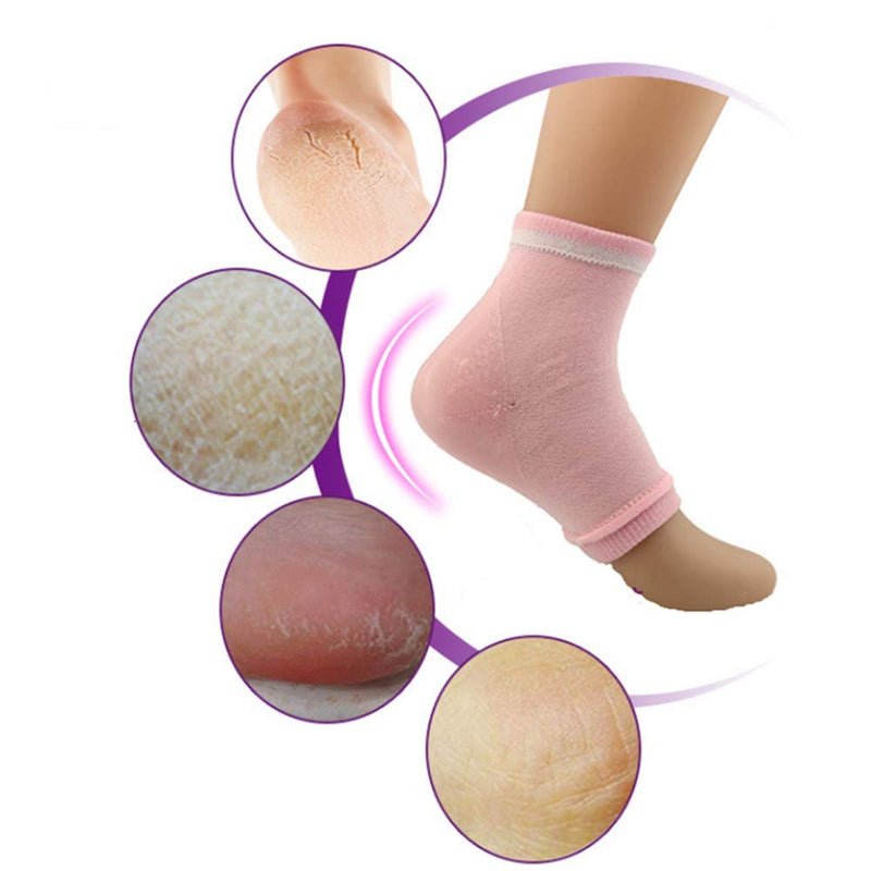 2 Pairs Moisturizing Heel Socks Anti Cracking Moisturizing Socks for Health Beauty Spa (Pink and Gray) - NewNest Australia