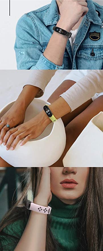 KOMI Compatible with Xiaomi Mi 3/4 Band Smart Watch, Breathable Sport Silicone Wristbands Bracelet for Woman Men Replacement Wrist Strap… 4 Pcs - NewNest Australia
