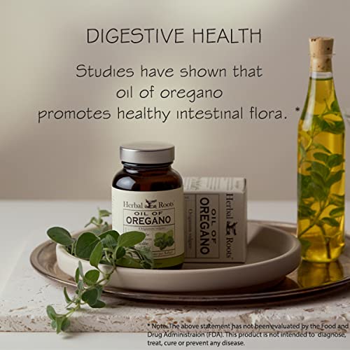 Herbal Roots Oil of Oregano - Made from Mediterranean Oregano Oil - 90 Easy to Swallow Softgel Capsules - Extra Strength 150 mg - Made in The USA - NewNest Australia