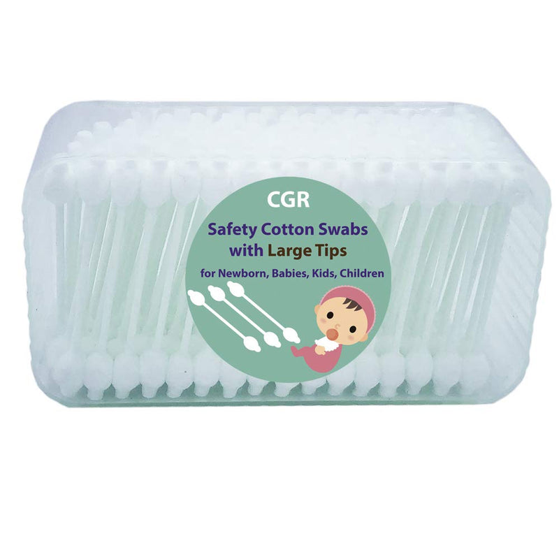 400pcs CGR Baby Safety Cotton Swabs with Large Tips for Newborn, Babies, Kids, Children, 100% Organic Cotton, White Paper Sticks, 5 Pack of 80 Swabs Total(2 Boxes and 3 Bags) - NewNest Australia