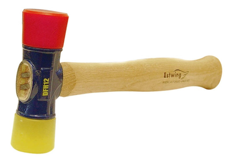 Estwing - DFH-12 Rubber Mallet - 12 oz Double-Face Hammer with Soft/Hard Tips & Hickory Wood Handle - DFH12,Black Red & Yellow - NewNest Australia