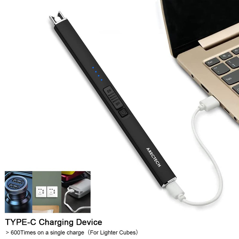 ARECTECH Lighter Electric Lighter Candle Lighter Rechargeable USB Lighter Plasma Arc Lighters for Candle Camping Kitchen Black - NewNest Australia