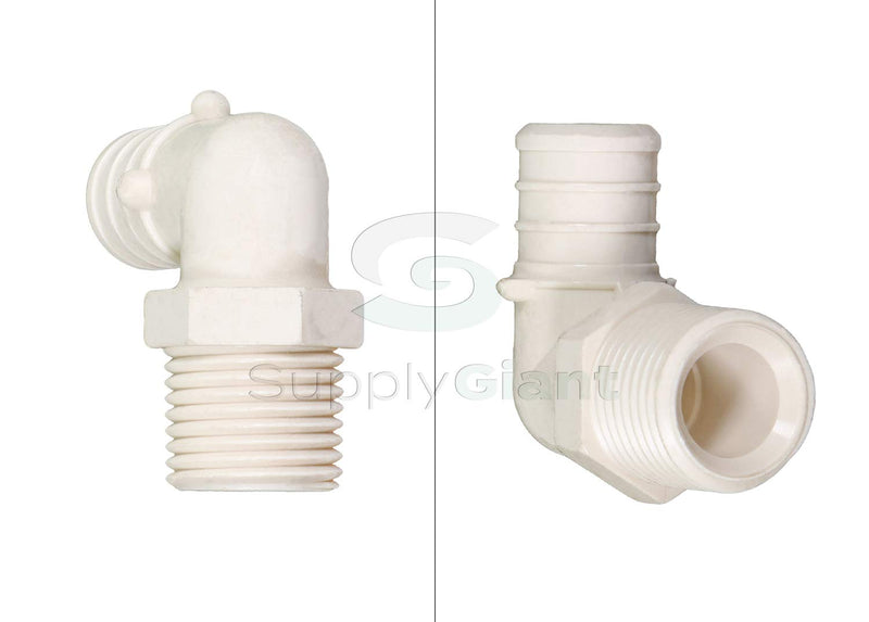 Supply Giant QQNM1238 Lead Free White Poly Alloy Elbow with Pex to Male Threaded Fittings, 1/2 x 3/8 - NewNest Australia