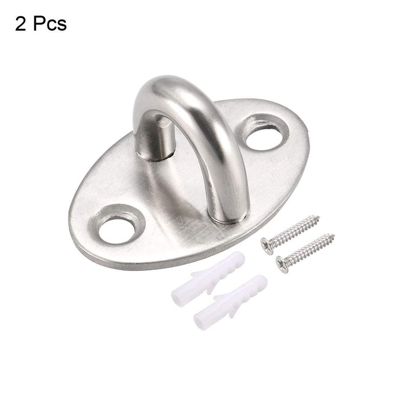 NewNest Australia - uxcell Stainless Steel Ceiling Hook Pad Eye Plate Hardware 39mmX26mmX19mm Staple Hooks Loop Wall Mount 2Pcs 