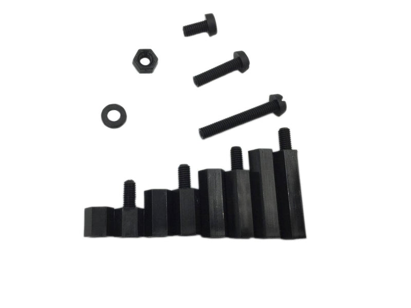 HVAZI 260pcs M3 Male Female Nylon Hex Spacer Standoff Screw Nut Assorted Kit (Black) 260PCS/M3(Black) - NewNest Australia