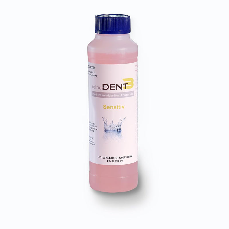 reinerDENT3 denture cleaner 250ml SENSITIVE XL particularly suitable for dentures made from materials for allergy sufferers - Peek and Bio HPP - NewNest Australia
