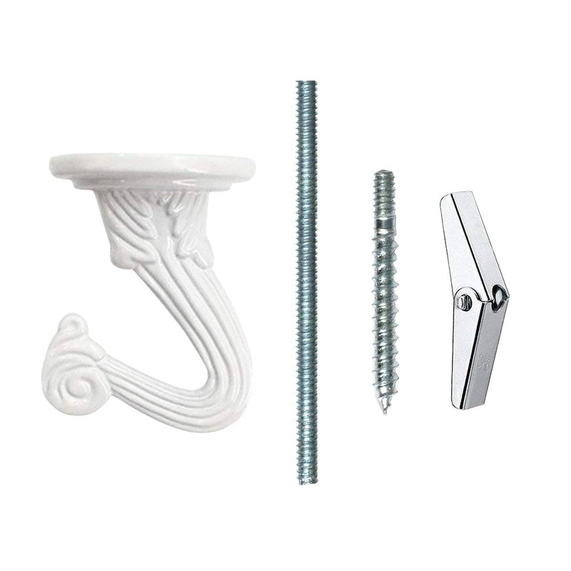 NewNest Australia - Odowalker 6 Sets Ceiling Hooks White Heavy Duty Swag Hooks with Steel Screws Bolts and Toggle Wings for Hanging Plants Ceiling Installation Cavity Wall Fixing 