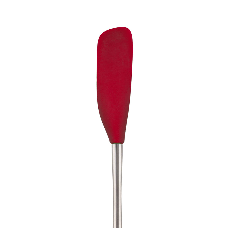Tovolo Flex-Core Long-Handled Silicone Jar Scraper Spatula, Stainless Steel Handle, Heat-Resistant Silicone Head With Curved Front for Scooping & Scraping, Dishwasher-Safe & BPA-Free Cayenne - NewNest Australia