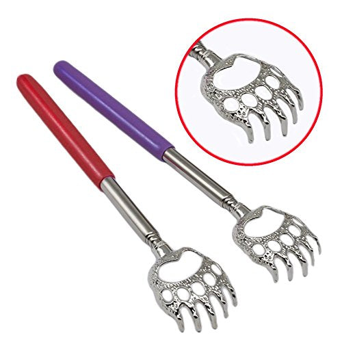 5 Pack Telescoping Back Scratcher - Extendable Telescope Back Scratchers - Bear Claw Metal Telescopic Backscratcher Eliminating Back Itching in Black, Blue, Green, Purple, Red Color - NewNest Australia