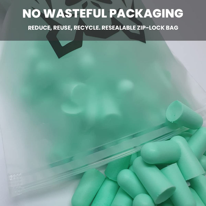 TYGA Soft Foam Earplugs, 60 Pairs, 38dB SNR, Highest Noise Cancelling for Sleeping, One Size for Snoring, Studying, Travel, Motorcycle, Loud Noise Etc - Mint Green - NewNest Australia