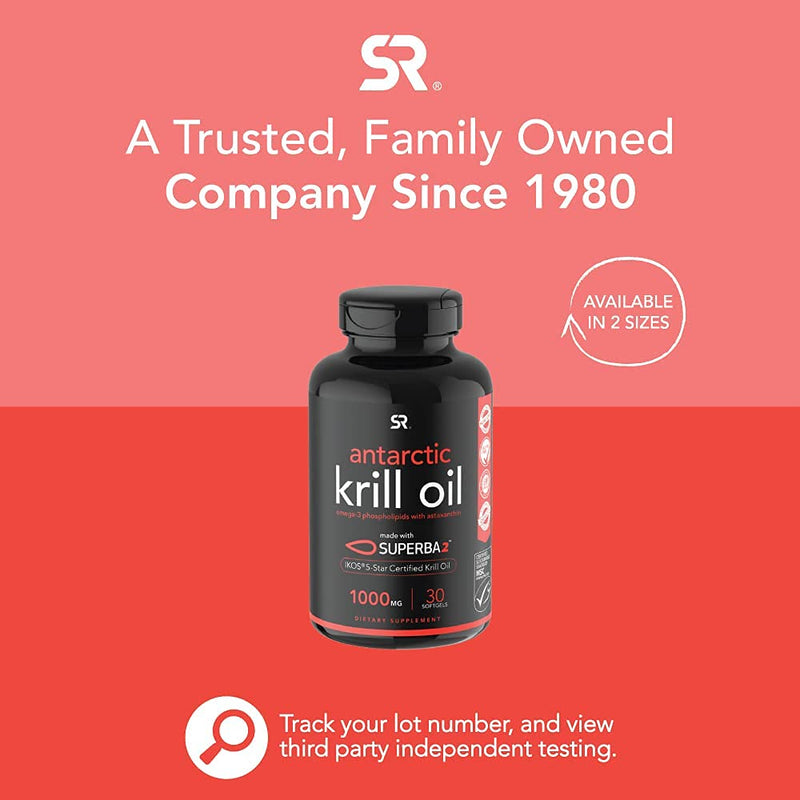 Antarctic Krill Oil 1000mg (Per Softgel) with Omega-3s EPA & DHA + Astaxanthin & Phospholipids | IKOS 5-Star Certified & Non-GMO Verified (30 Liquid softgels) 30 Count 1,000mg - NewNest Australia