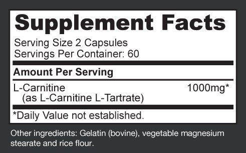 L-Carnitine Capsules, L-Tartrate - Pure, Natural, Extra Strength Supplement for Men and Women – Boost Energy, Performance, Metabolism and Support Heart Health - 500 mg, 120 Pills - by Raw Barrel - NewNest Australia