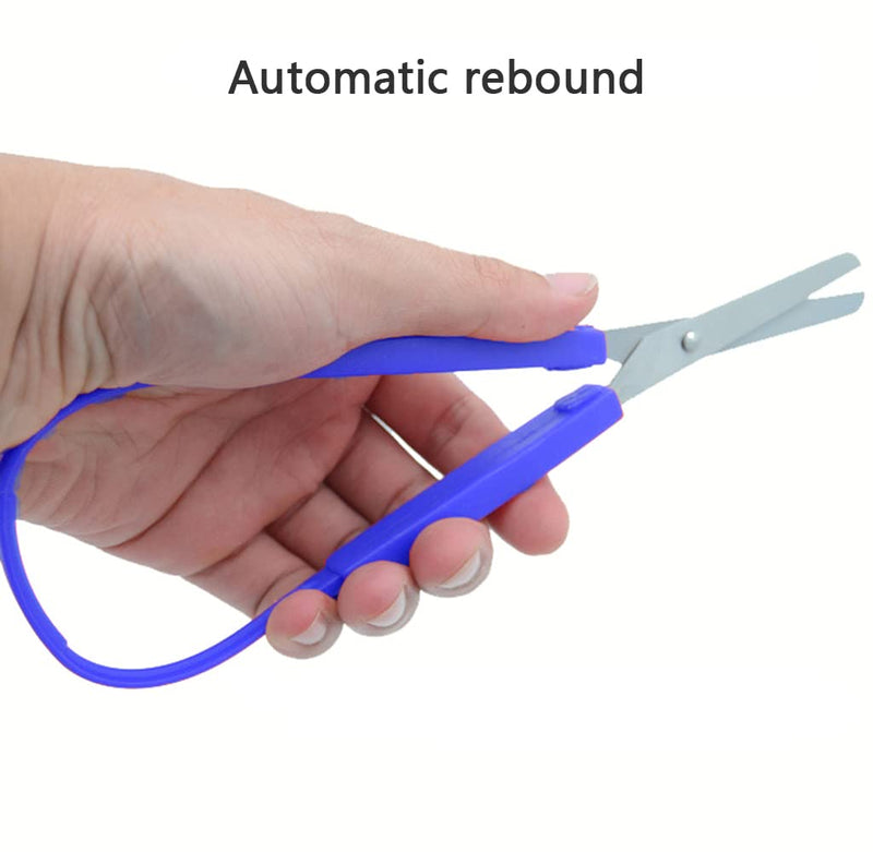 2 Pack Loop Scissors YUTOU Kids Childrens Scissors Easy Grip Scissors Loop Handle Self-Opening Scissors Adaptive Easy Grip Loop Scissors for Children Adolescents and Adults Special Needs (Blue) Blue - NewNest Australia
