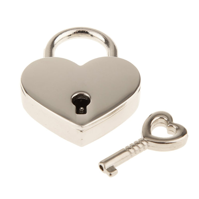 2 Pieces Small Metal Heart Shaped Padlock Mini Lock with Key for Jewelry Box Storage Box Diary Book,Silver - NewNest Australia