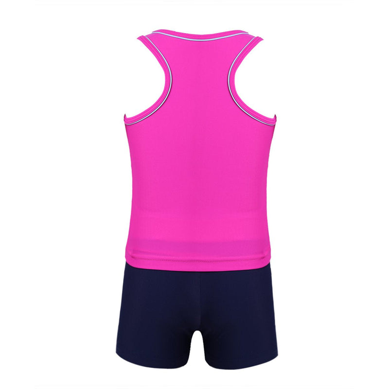 easyforever Girls Kids Tankini Sleeveless Swim Tops with Bottoms Set Gym Workout Swimsuit Swimwear Rose 12 - NewNest Australia